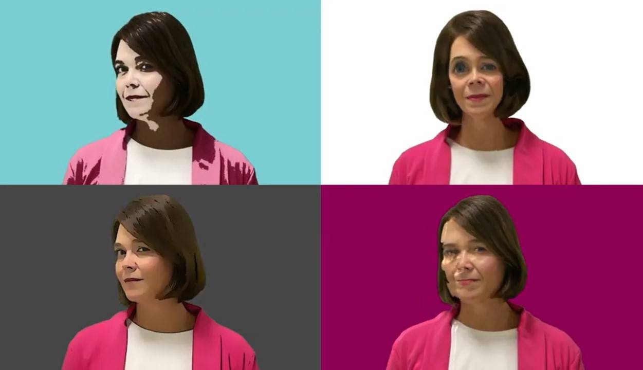 Imágenes del rostro de una mujer con 4 filtros fotográficos distintos